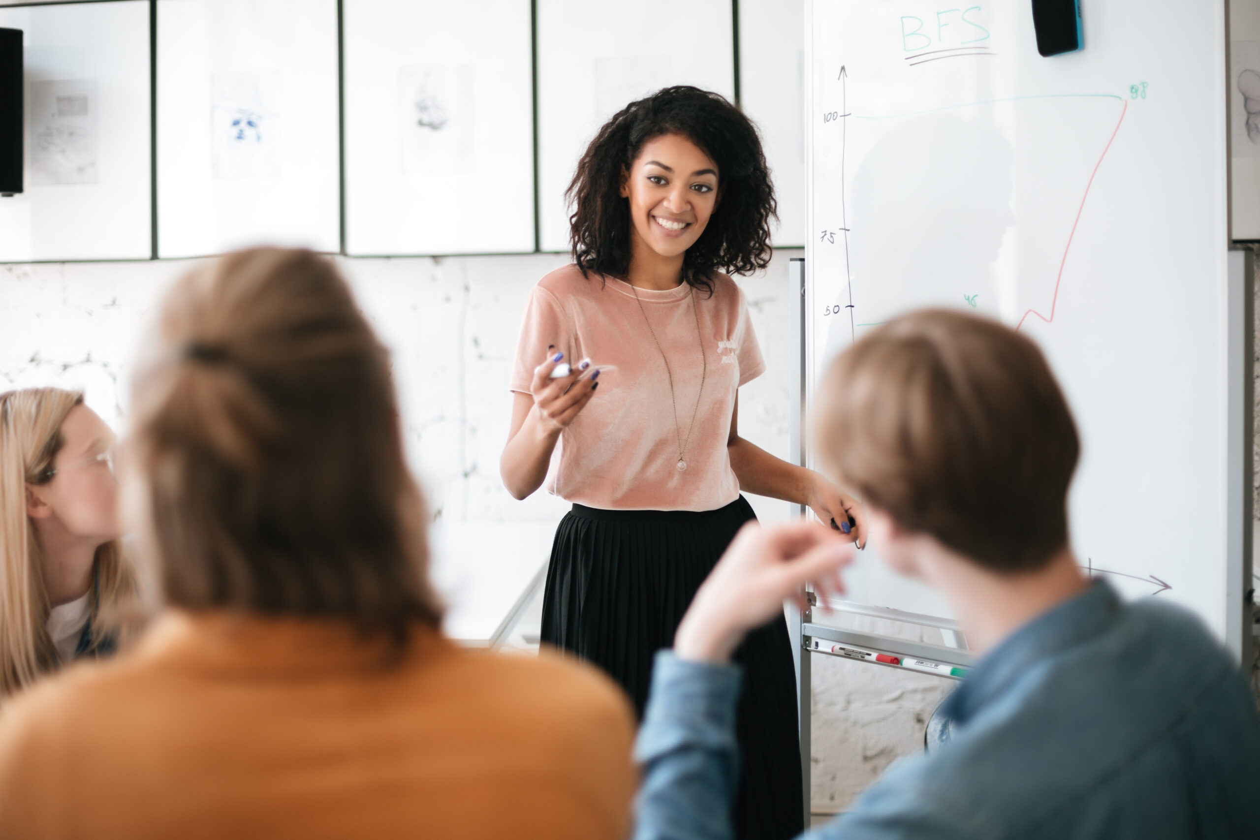 Lady in a room delivering a training session